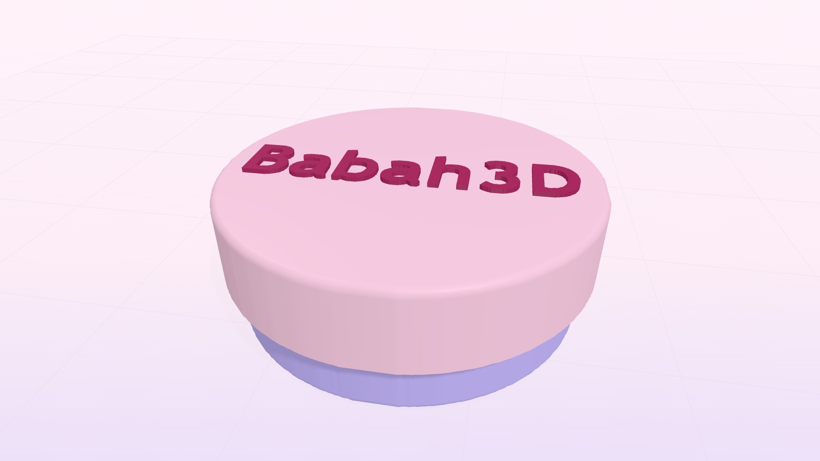 The Clicker Wonderland 3D preview: a round pink clicker with Babah3D raised across the top, sitting on a pale grid.